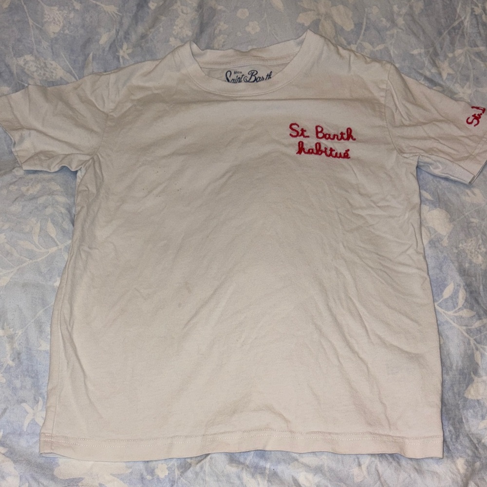 MC2 Saint Barth White Tee with Red Embroidery